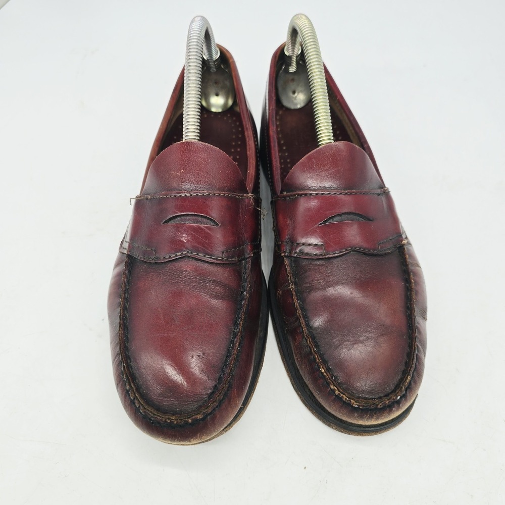 Gh Bass Penny Loafers Mens 9 D Red Burgundy Weejuns Leather Dress Shoes View 2